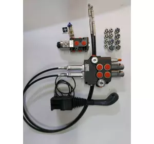 Гидрораспределитель 2Р40 на 2плавающие секции электроклапан, троса, джойстик с кнопкой