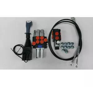 Гидрораспределитель 2Р40-К16К16 с плавающими, электроклапаном 50л/мин корейский, джойстик с кнопкой, троса МТЗ