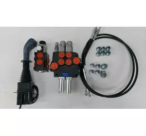 Гідророзподільник Р80 2 секції з плавальним корейським + 2 клапани DVS6 50 л/хв, джойстик на 2 кнопки