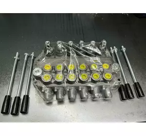 Гидрораспределитель GMS GM08/6 45-60 л/мин 6 секционный на манипулятор, экскаватор. Премиум Гидрораспределитель GMS GM08/6 45-60 л/мин 6 секционный на манипулятор, экскаватор. Премиум