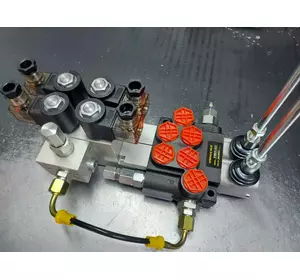 Гидрораспределитель 02P40 EHOR 2 секции с гидроэлектроуправлением (ручное+электро) 40 л/мин 12/24 Корея Гидрораспределитель 02P40 EHOR 2 секции с гидроэлектроуправлением (ручное+электро) 40 л/мин 12/24 Корея