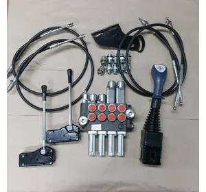 Гидрораспределитель Р40 4 секции с плавающими золотниками на тросах, джойстик, рукоятка, штуцера Гидрораспределитель Р40 4 секции с плавающими золотниками на тросах, джойстик, рукоятка, штуцера