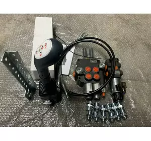 Гидрораспределитель Р80 2х секционный с плавающими на 2 секции, клапан 90л, джойстик с кнопкой, макс комплект