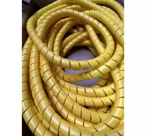 Пластиковая защита рукава спираль (РВД), шланга и проводки диаметр 16-20мм. Желтый цвет