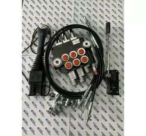 Гидрораспределитель 3Р40, 3 секции на тросиках с джойстиком и тросовым рычагом, 2 секции плавающих Гидрораспределитель 3Р40, 3 секции на тросиках с джойстиком и тросовым рычагом, 2 секции плавающих