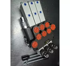 Гидрораспределитель 03Р40 с пневмоуправлением на подъем кузова 3 секционный 40-60 л/мин Корея Гидрораспределитель 03Р40 с пневмоуправлением на подъем кузова 3 секционный 40-60 л/мин Корея