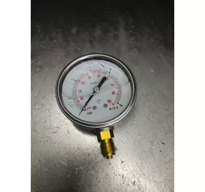 Манометр радіальний гліцириновий 63 мм 0-4 Бар Італія для газу, води, повітря, гідравліки, компресор