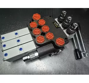 Гідророзподільник 03Р80 з пневмокеруванням на підйом кузова 3 секційний 80-100 л/хв Корея Гідророзподільник 03Р80 з пневмокеруванням на підйом кузова 3 секційний 80-100 л/хв Корея