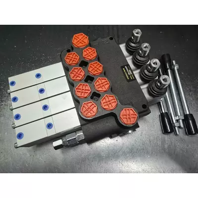 Гидрораспределитель 4Р80 с пневмоуправлением на подъем кузова 4 секционный 80-100 л/мин Корея