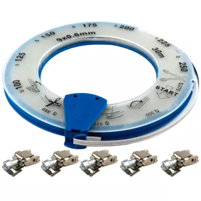 Стрічка для хомутів із неіржавкої сталі W2 (30 м + 50 замків)